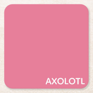 Axolotl pink colour name square paper coaster