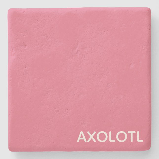 Axolotl pink colour name stone coaster (Front)