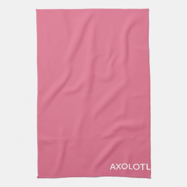 Axolotl pink colour name tea towel (Vertical)