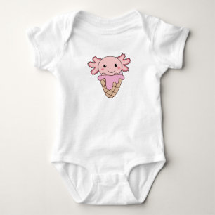 Axolotl Pink Ice Cream Waffle Sweet Animals Baby Bodysuit