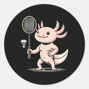 Axolotl Playing Badminton Player Shuttle Sport Classic Round Sticker