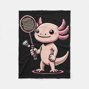 Axolotl Playing Badminton Player Shuttle Sport  Fleece Blanket