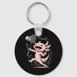 Axolotl Playing Badminton Player Shuttle Sport  Key Ring