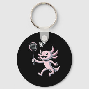 Axolotl Playing Badminton Player Shuttle Sport Key Ring
