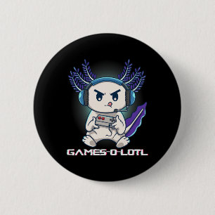 Axolotl Playing Console Video Games Gamesolotl Gam 6 Cm Round Badge