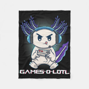 Axolotl Playing Console Video Games Gamesolotl Gam Fleece Blanket