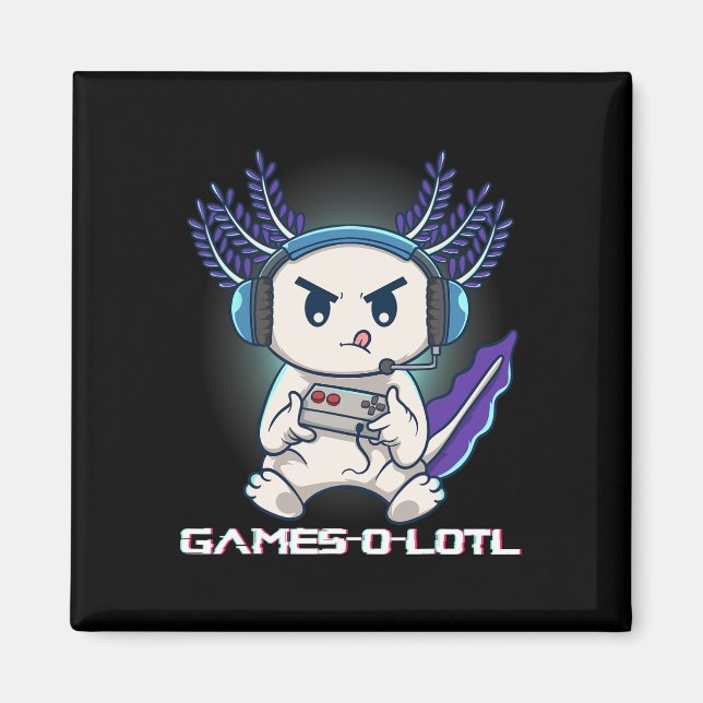 Axolotl Playing Console Video Games Gamesolotl Gam Magnet (Front)