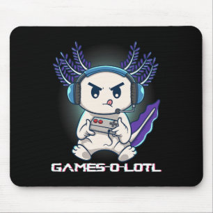 Axolotl Playing Console Video Games Gamesolotl Gam Mouse Pad
