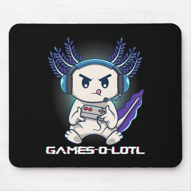 Axolotl Playing Console Video Games Gamesolotl Gam Mouse Pad (Front)
