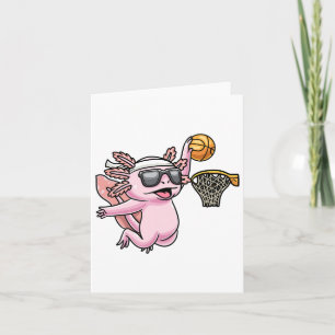 Axolotl Playing Sketll Player Sports Kids Card