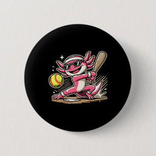 Axolotl Playing Softll, Softll Player Sports Kids 6 Cm Round Badge