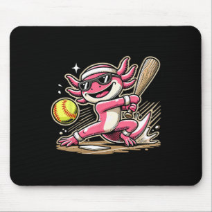 Axolotl Playing Softll, Softll Player Sports Kids Mouse Pad