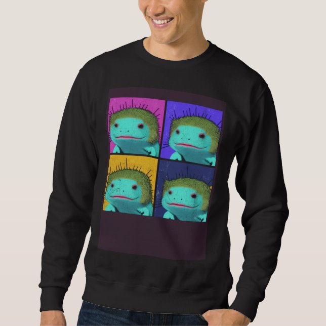Axolotl Pop Illustration Colorful Animal Women Sweatshirt (Front)