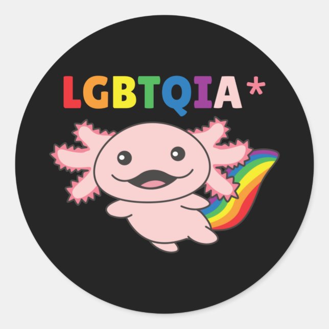 Axolotl - Rainbow Flag LGBT Pride Classic Round St Sticker (Front)