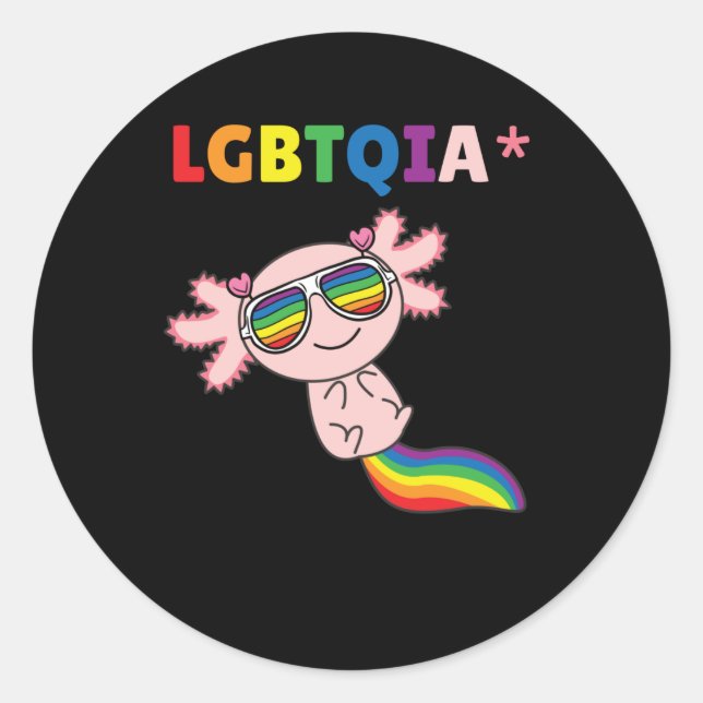 Axolotl - Rainbow Flag LGBT Pride Classic Round Sticker (Front)