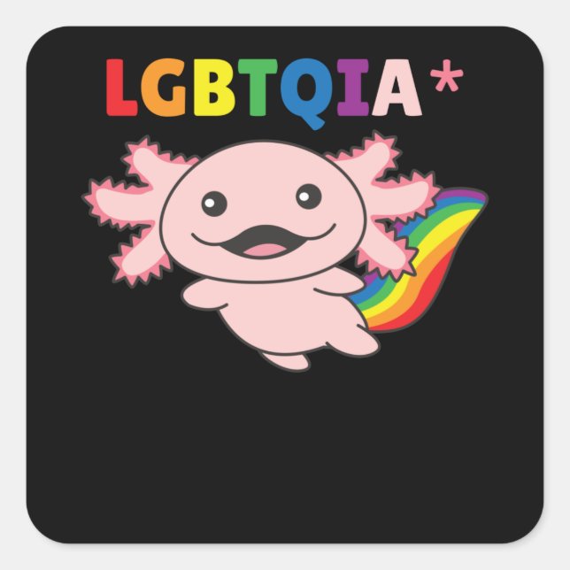 Axolotl - Rainbow Flag LGBT Pride Square Sticker (Front)