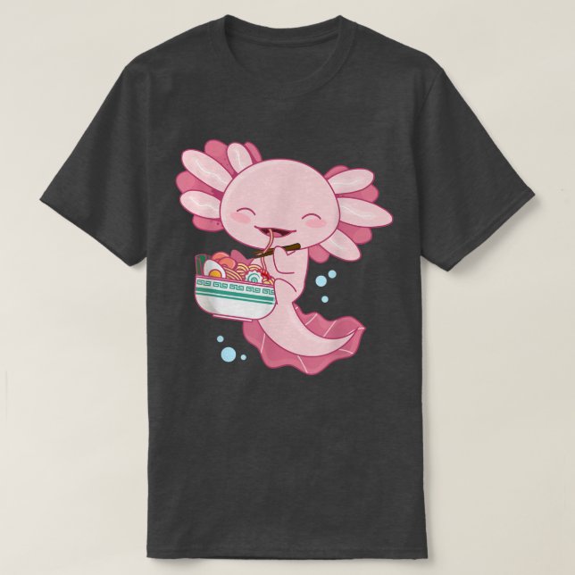 Axolotl Ramen Bowl, Axolotl eating Japanese Ramen  T-Shirt (Design Front)