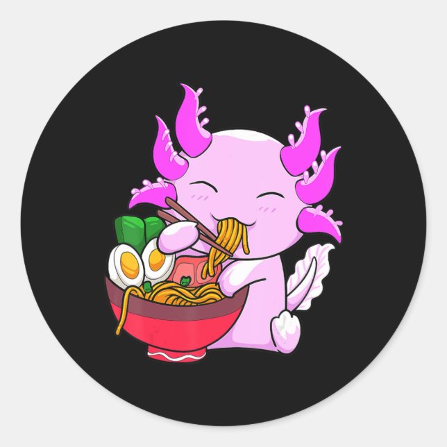 Axolotl Ramen Noodles Japanese Otaku Kawaii Anime  Classic Round Sticker (Front)