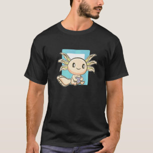 Axolotl Read Book Ambystoma Mexicanum Cute Walking T-Shirt