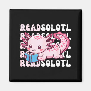 Axolotl read book kawaii reading books for men magnet