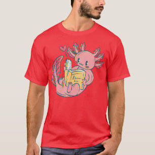 Axolotl Reading Book School Axolotls Kawaii Read B T-Shirt