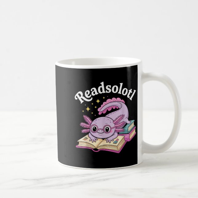 Axolotl readsolotl funny reading cute kawaii coffee mug (Right)