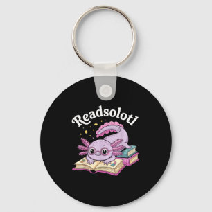 Axolotl readsolotl funny reading cute kawaii key ring