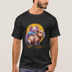 Axolotl Rides Capybara Adorable Duo Best Friend Fo T-Shirt