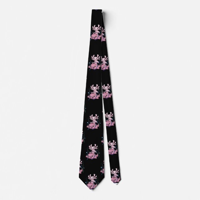 Axolotl Riding Blobfish Tie (Front)