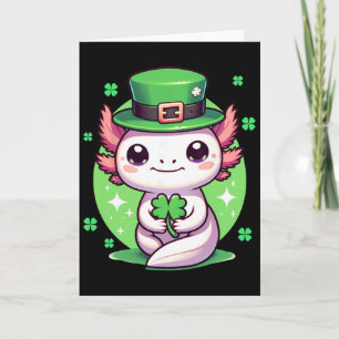 Axolotl Saint Patricks Day Boys Girls Axolotl St P Card