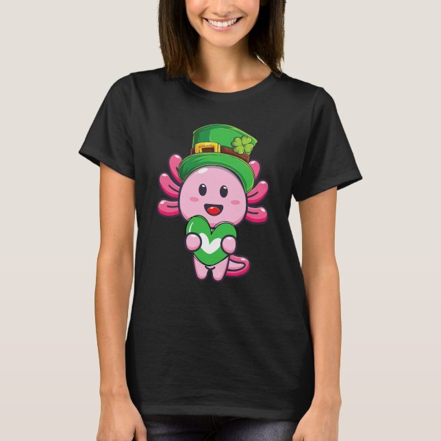 Axolotl Saint Patricks Day Boys Girls Axolotl St P T-Shirt (Front)
