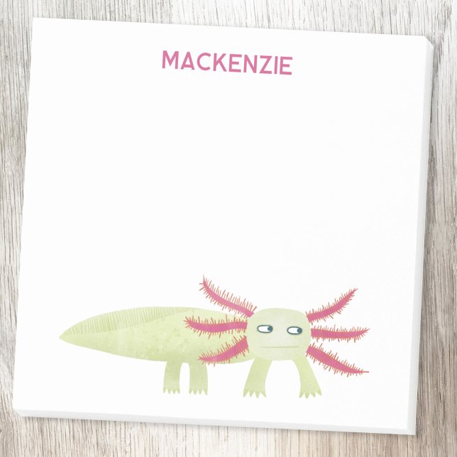 Axolotl Salamander Fun Personalized Custom Name Post-it Notes (Fun Axolotl salamander personalized custom name Post-it sticky notes for amphibian and animal lovers)