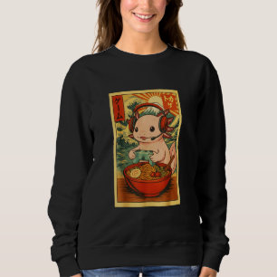 Axolotl Salamander Gaming Ramen Ukiyo-e Great Wave Sweatshirt