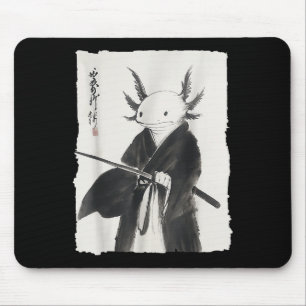 Axolotl Samurai Janpanese Vintage Warrior Art Anim Mouse Pad