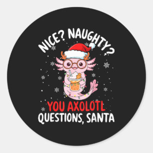 Axolotl Santa Hat Axolotl Questions Christmas Boys Classic Round Sticker