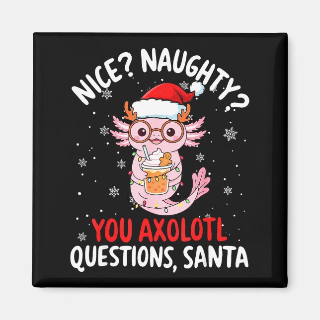 Axolotl Santa Hat Axolotl Questions Christmas Boys Magnet (Front)