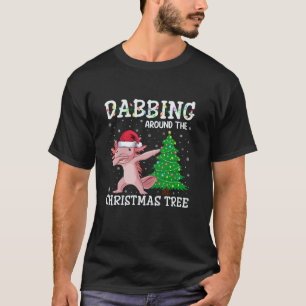 Axolotl Santa Hat Dabbing Around the Christmas Tre T-Shirt