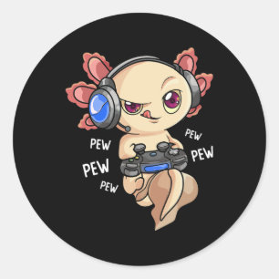 Axolotl Shirt Kids Boys Gamers - Kawaii Video Game Classic Round Sticker