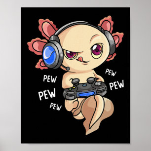 Axolotl Shirt Kids Boys Gamers - Kawaii Video Game Poster