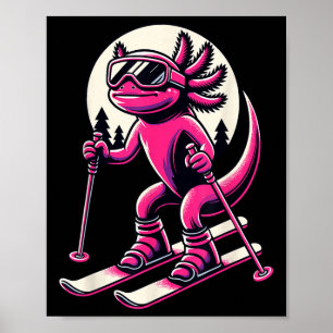 Axolotl Skiing Ski Lover Skier For Men Women Kids  Poster
