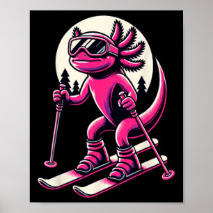 Axolotl Skiing Ski Lover Skier For Men Women Kids  Poster