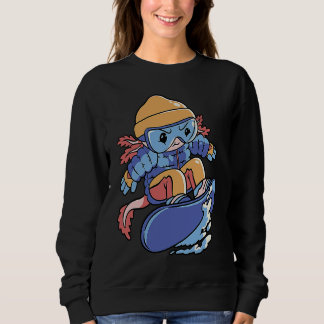 Axolotl Snowboarding Cute Snowboard Axolotl For Ki Sweatshirt