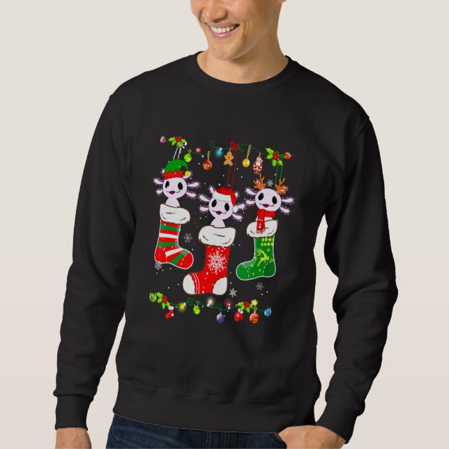 Axolotl Socks Christmas Light  Family Pyjamas Xmas Sweatshirt (Front)