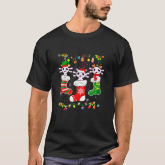 Axolotl Socks Christmas Light Funny Family Pyjamas T-Shirt