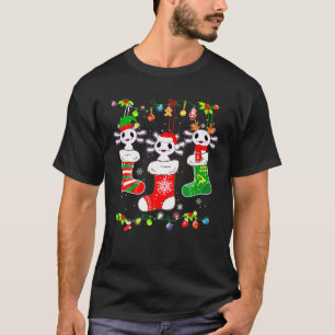 Axolotl Socks Xmas Light Funny Christmas Family Pa T-Shirt