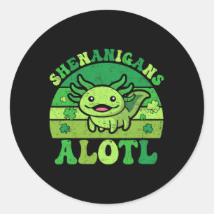 Axolotl St Patricks Day Alotl Shenanigans Women Gi Classic Round Sticker
