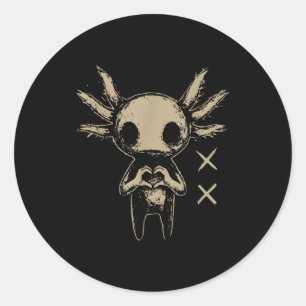 Axolotl Still Emo Goth  Classic Round Sticker