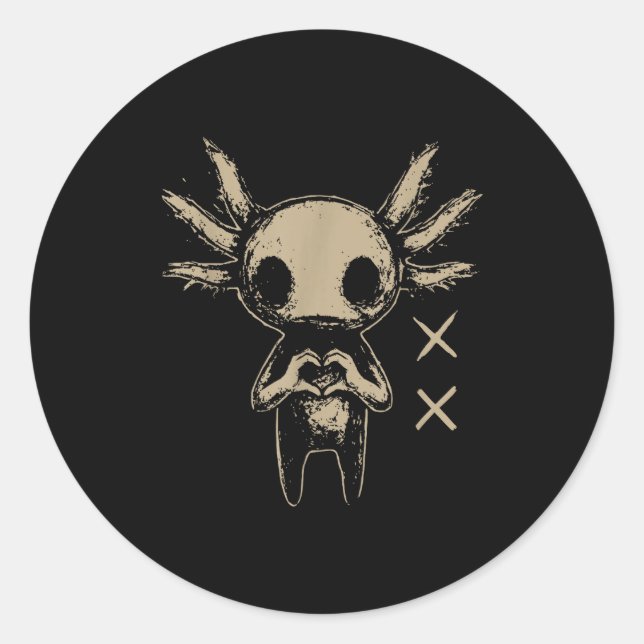 Axolotl Still Emo Goth  Classic Round Sticker (Front)