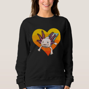 Axolotl Sunset Heart Women Mexican Fish Amphibia Sweatshirt
