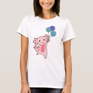 Axolotl Sweet Animal Flies With Balloons Up T-Shirt